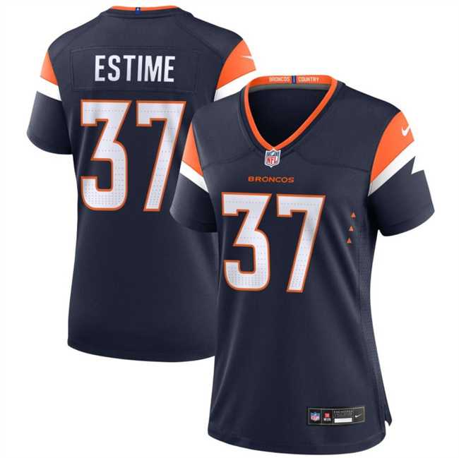 Women%27s Denver Broncos #37 Audric Estime Navy 2024 Alternate Football Stitched Jersey Dzhi
